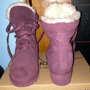 Maroon bearpaw boots